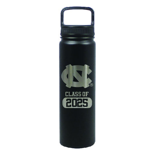 UNC Class of 2025 Water Bottle Stainless Steel 24oz in Black