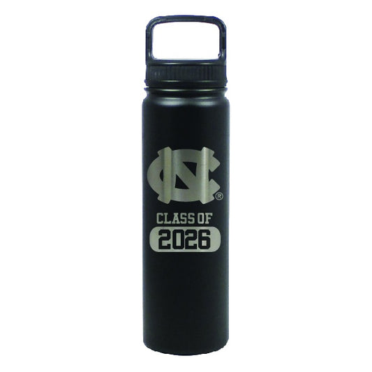 UNC Class of 2026 Water Bottle Stainless Steel 24oz in Black