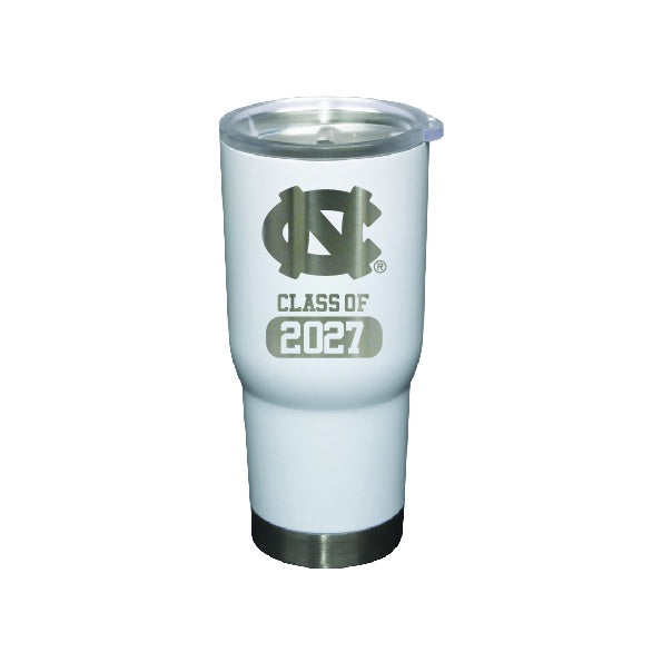 Unc Class Of 2027 Stainless Steel Tumbler 22oz In White – Shrunken Head