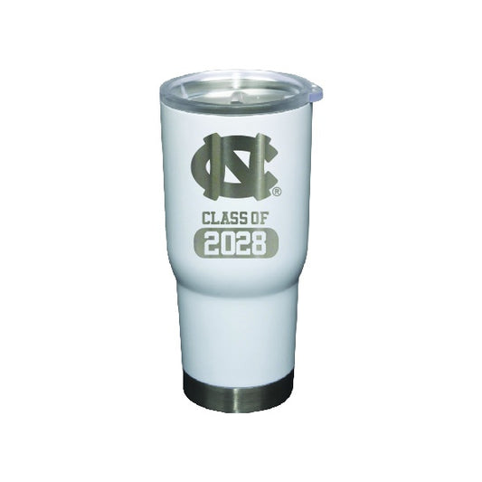 UNC Class of 2028 Stainless Steel Tumbler 22oz in White