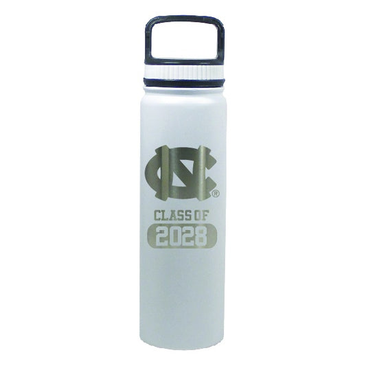 UNC Class of 2028 Water Bottle Stainless Steel 24oz in White