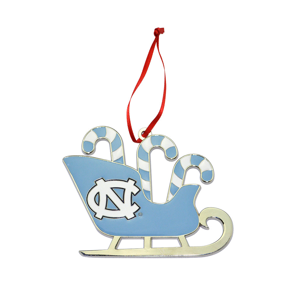 North Carolina Tar Heels Christmas Ornament Metal Sleigh