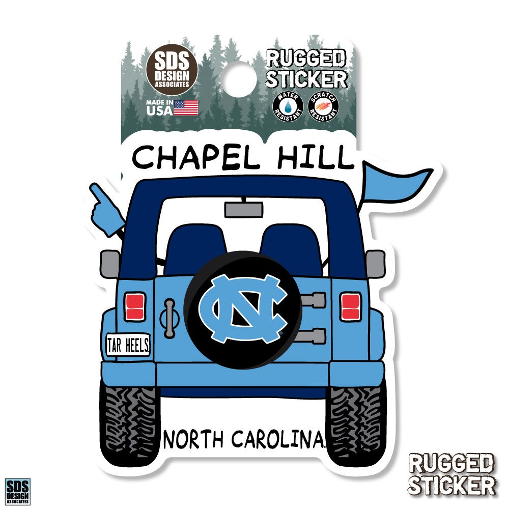 UNC Back of Jeep Decal Sticker – Shrunken Head