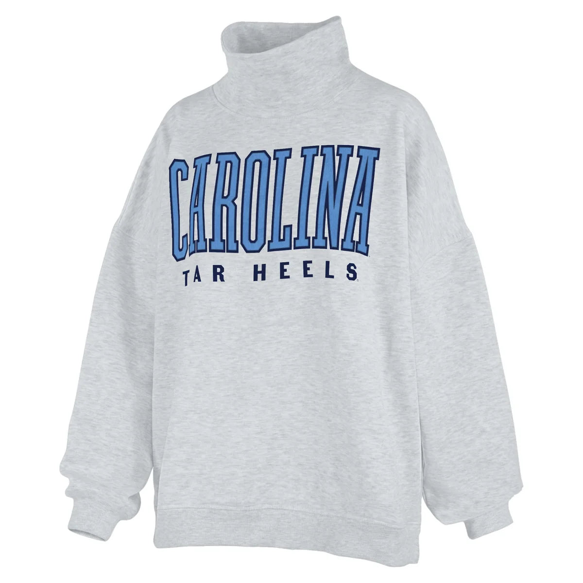 Carolina Tar Heels Embroidered Grey Mockneck Sweatshirt with Pockets