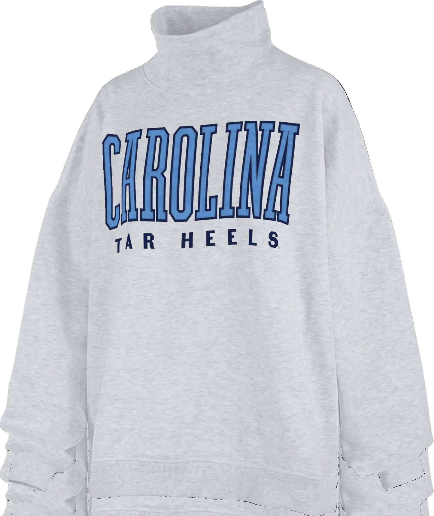 Carolina Tar Heels Embroidered Grey Mockneck Sweatshirt with Pockets