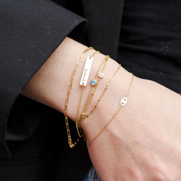 UNC Tar Heels Cursive Bar Bracelet in Cavan Gold