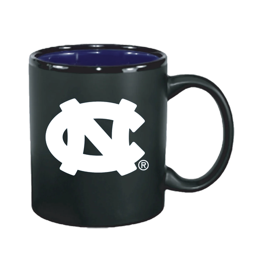 Black UNC Coffee Mug with Carolina Blue Logo 11 oz