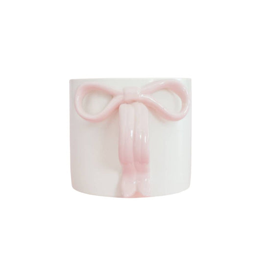 Pink and White Bow Ceramic Mug 15 oz