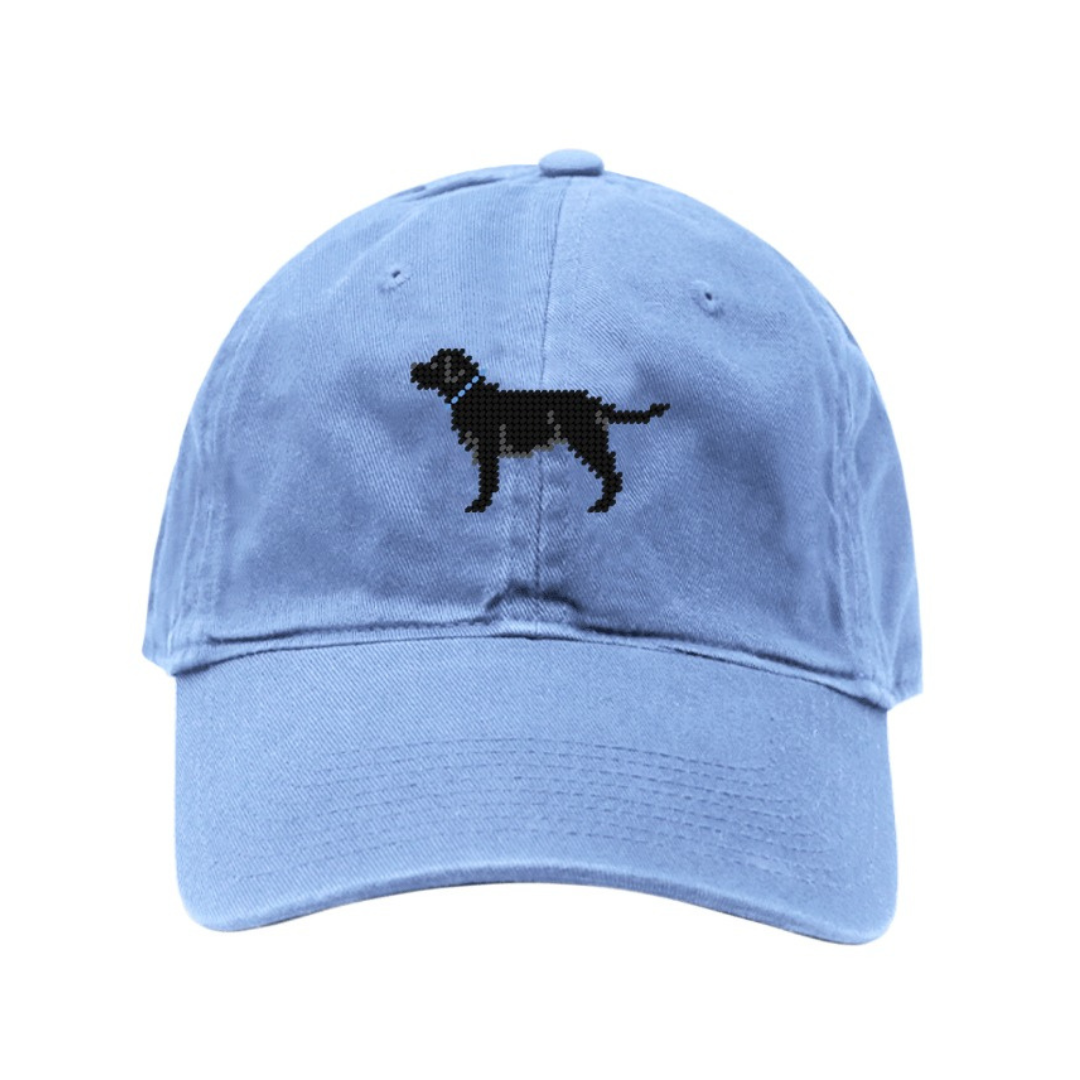 Carolina Blue Black Dog Needlepoint Hat by Smathers and Branson