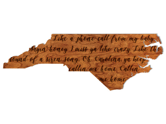 North Carolina State Map Wooden Wall Hanging Decor Keep Callin Me in Cherry