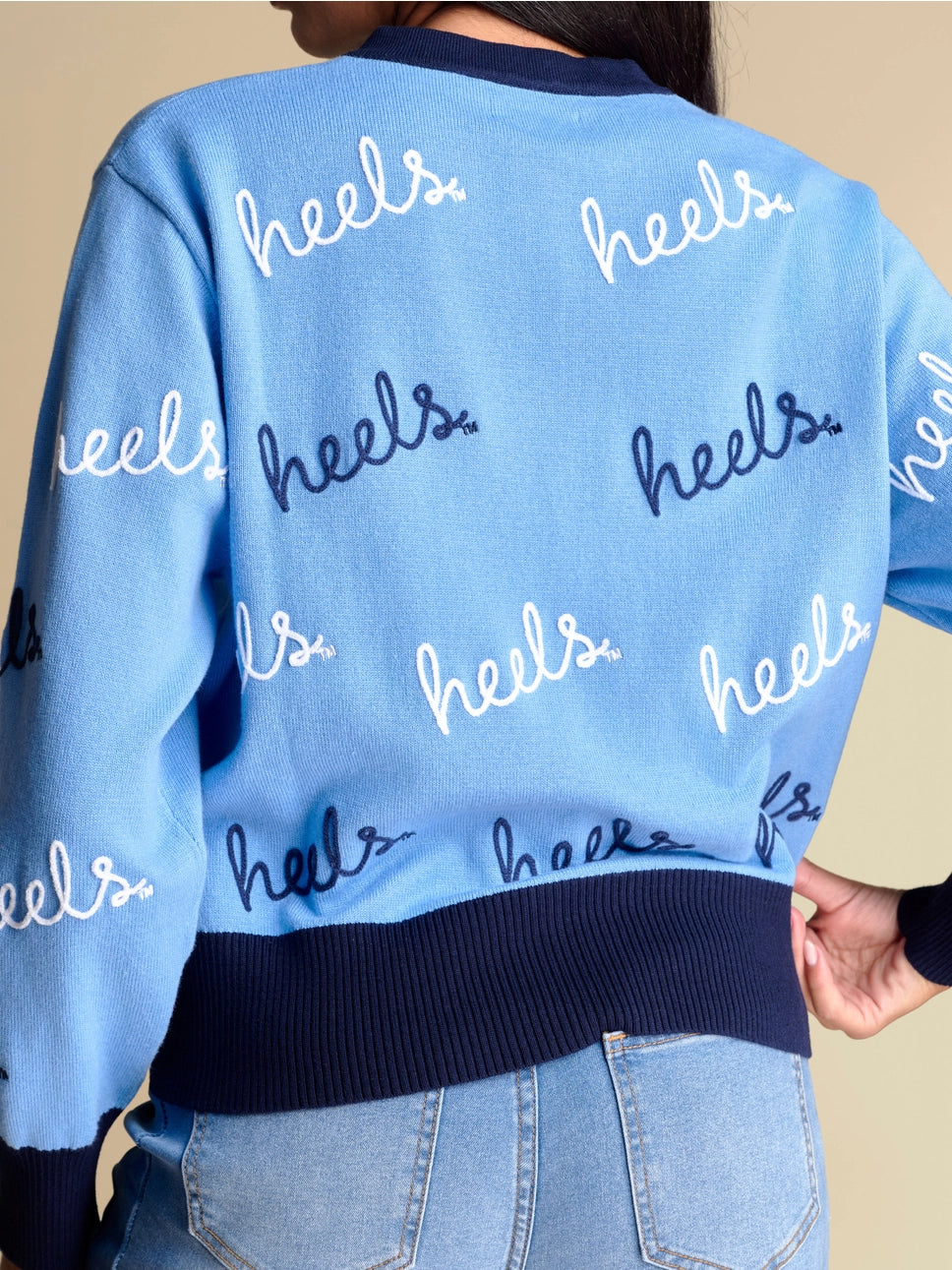 UNC Tar Heels Angled Rope Embroidery Cardigan Sweater