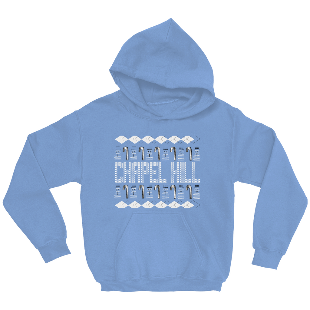 Chapel Hill Christmas Pattern Carolina Blue Kid's Hoodie