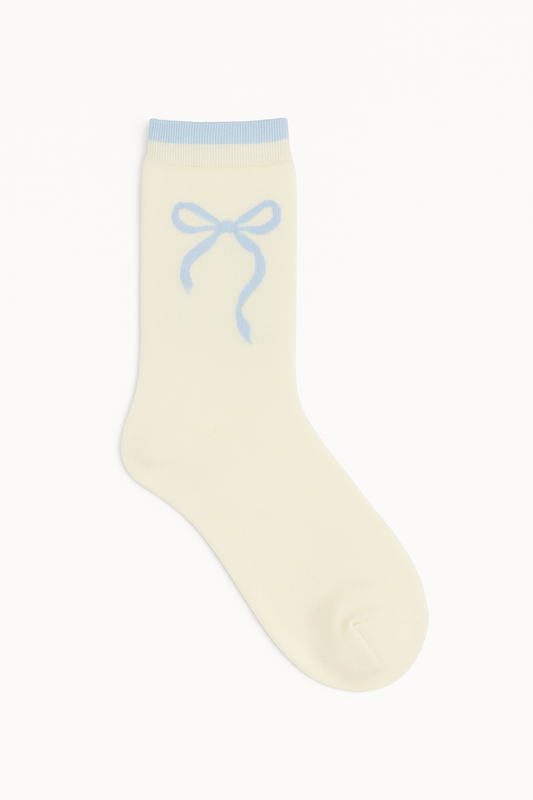 Ivory Bow Socks- One Size (5-9.5)