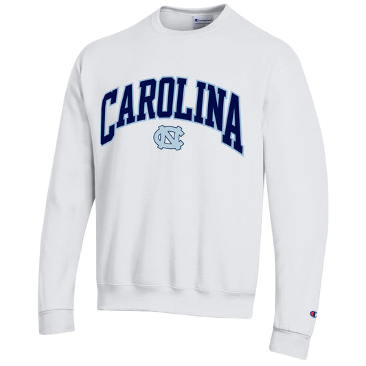 Carolina Tar Heels Embroidered Interlock Crewneck in White