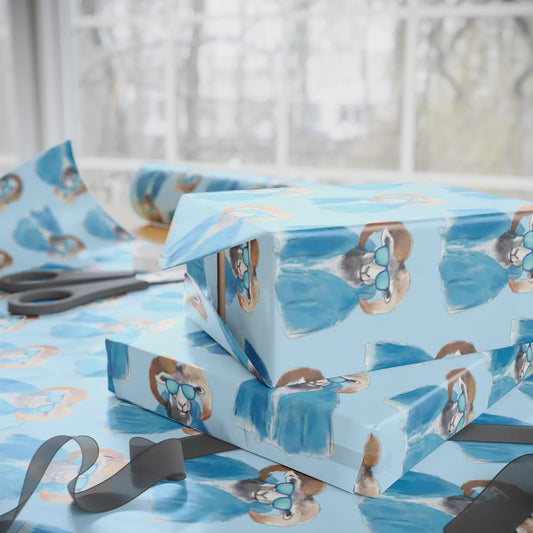 5' Roll - Carolina Blue Ram Gift Wrap