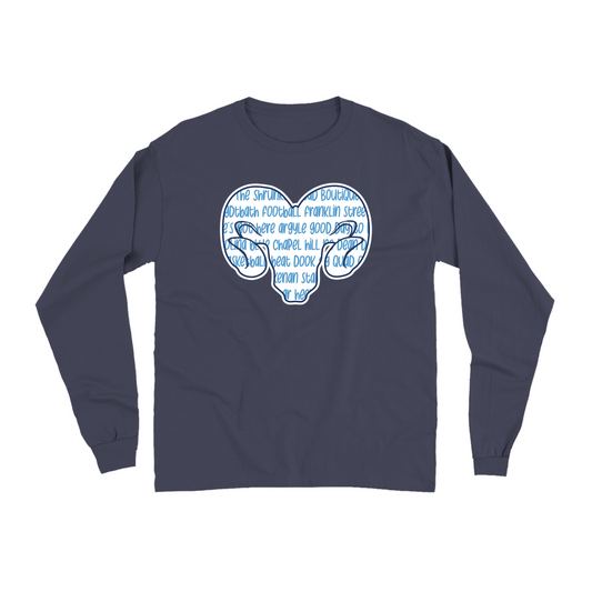 Chapel Hill North Carolina Word Ram Comfort Colors Adult Long Sleeve T-Shirt