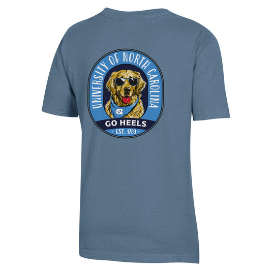 Carolina Tar Heels Golden Retriever in Sunglasses Kid's T-Shirt