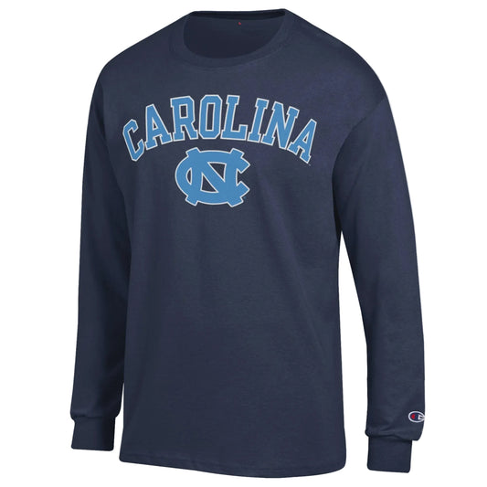 UNC Basic Navy Long Sleeve T-Shirt with DUSTY BLUE by Champion