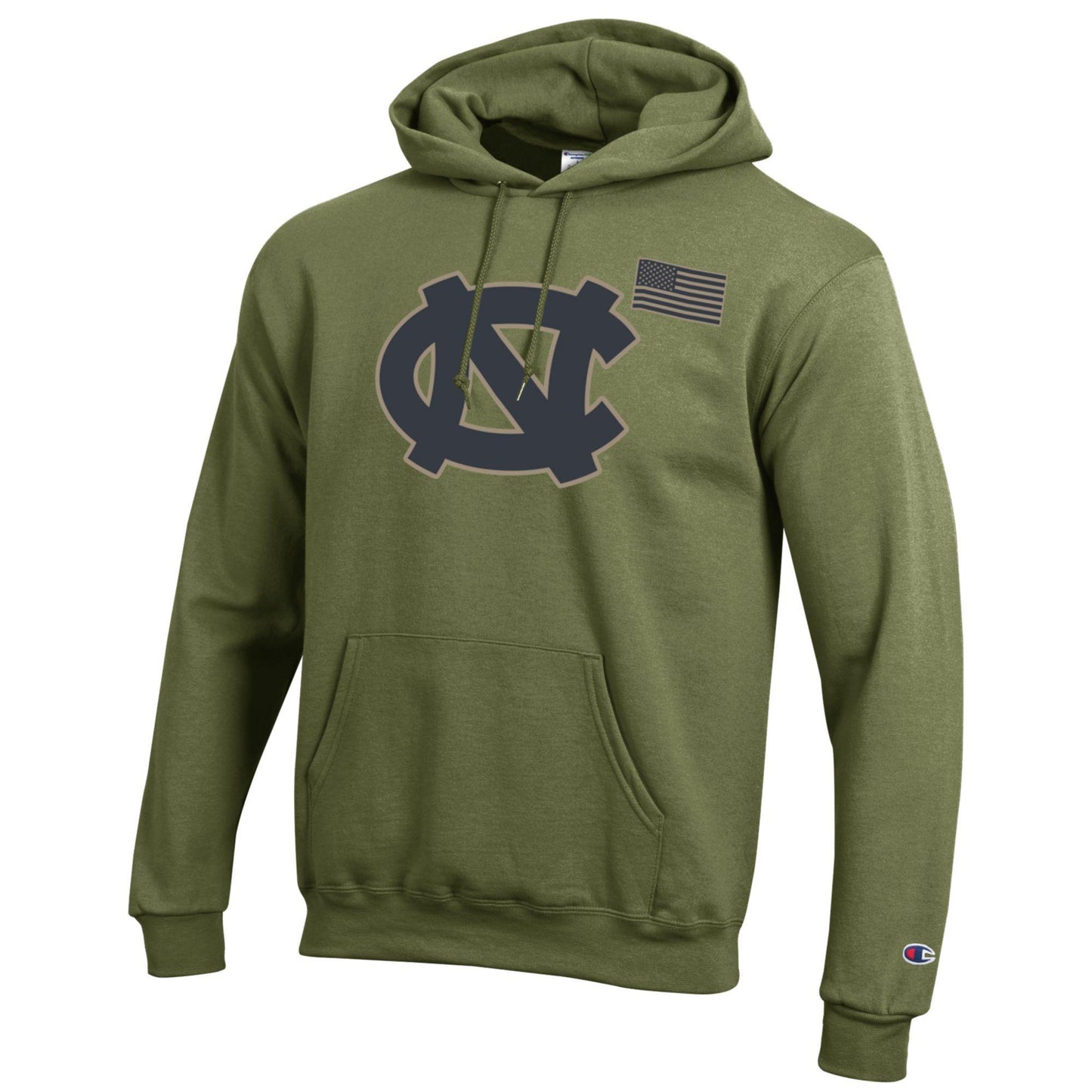 North Carolina Tar Heels Cargo Hoodie in Olive Green by Champion