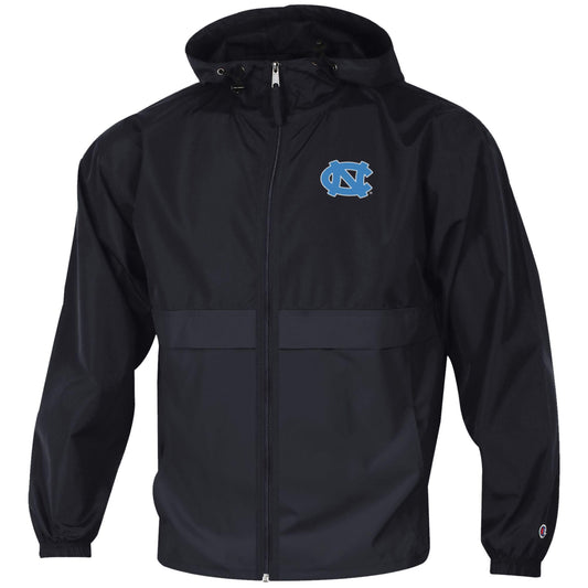 UNC Tar Heels Black Full Zip Rain Jacket