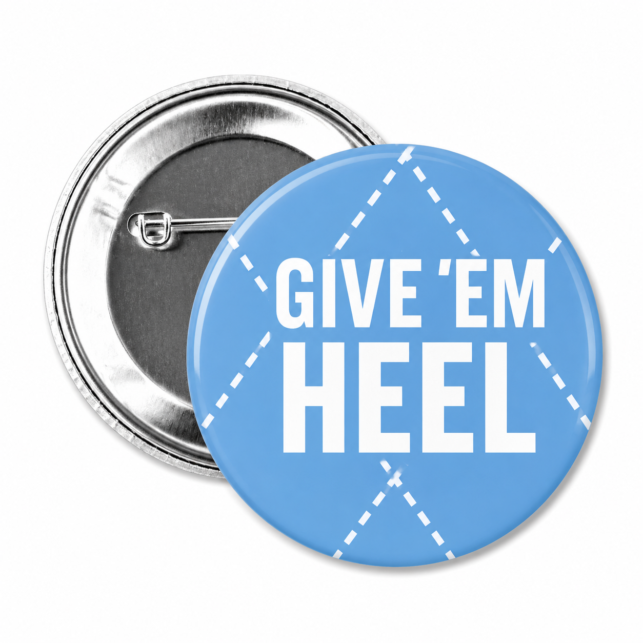 Give 'Em Heel Button Pin 2.25" - Main View - Shrunken Head