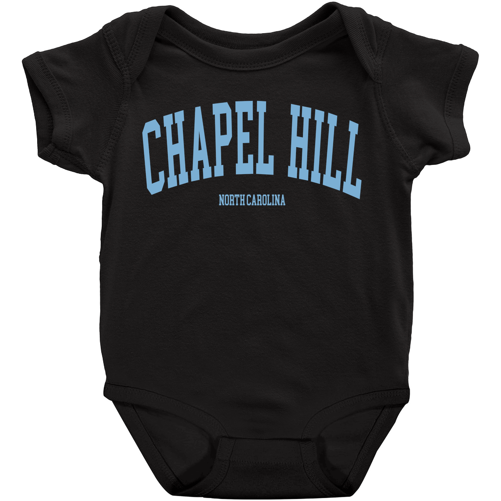 Chapel Hill North Carolina Classic Black Baby Onesie