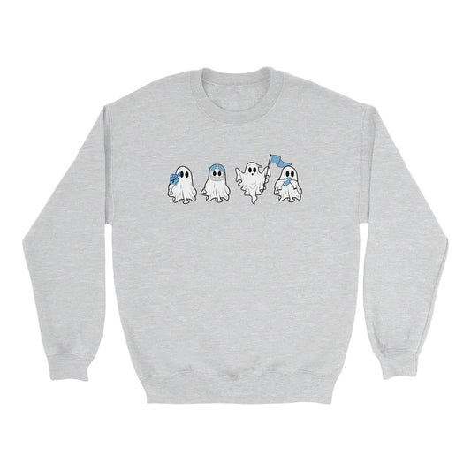 Carolina Fan Ghosts Kid's Crewneck Sweatshirt for Halloween - Main View - Shrunken Head
