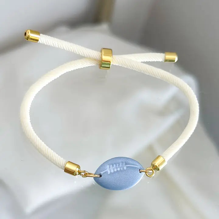 Blue Football Cord Bracelet - Detail View - AnnaBanana