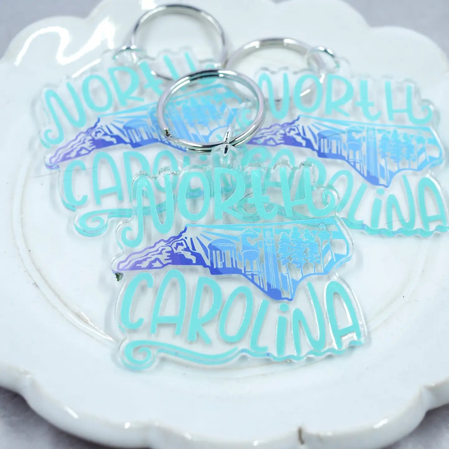 North Carolina Illustrated Keychain by Little Designs