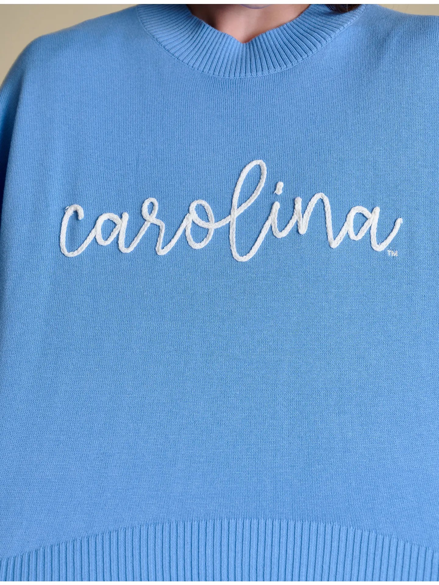 UNC Carolina Blue Embroidered Mock Neck Sweater