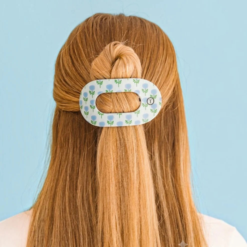 Blue Marigold Medium Flat Round Clip