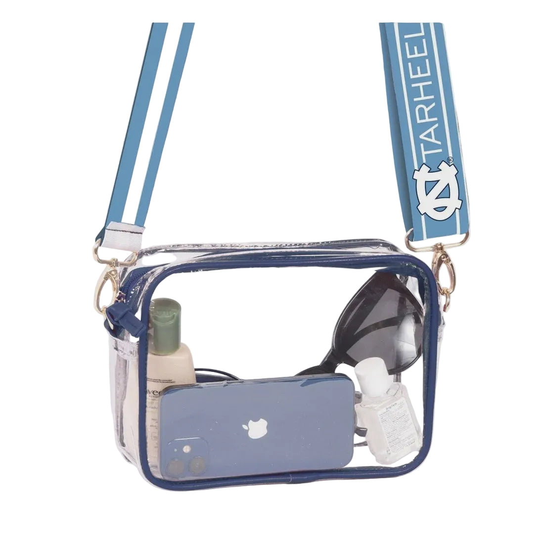 UNC Tar Heels Navy Bridget Clear Purse with Reversible Strap