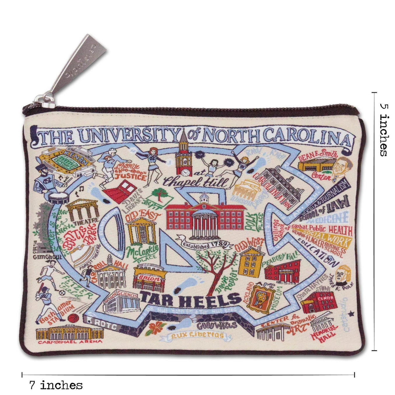 University of North Carolina Embroidered Zip Pouch by Cat Studio