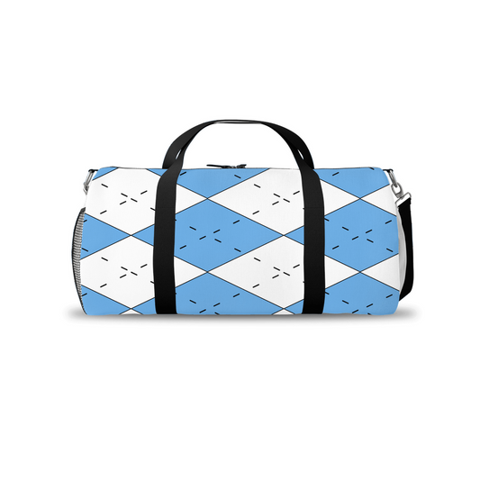 Carolina Blue and White Argyle Duffle Bag