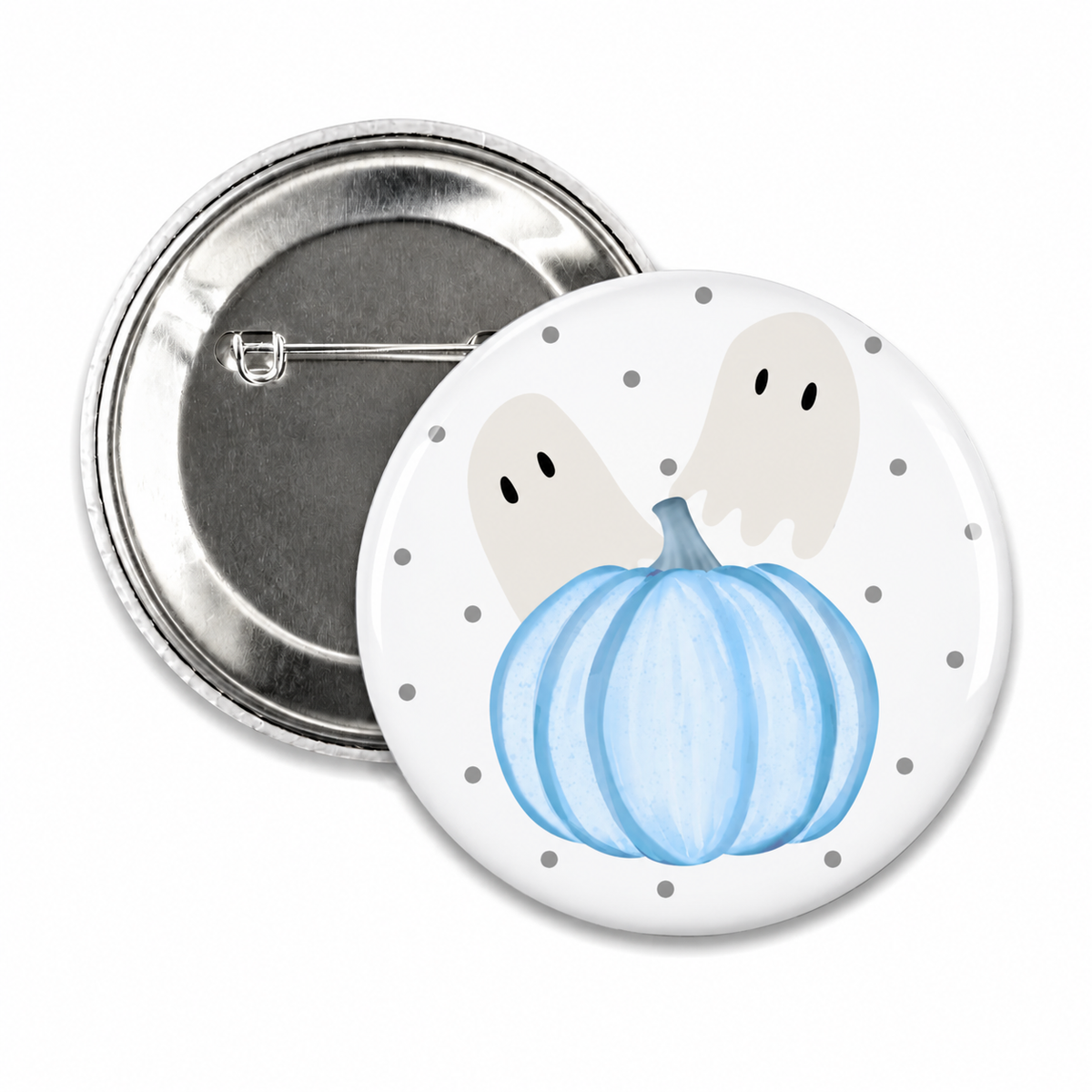 Ghost Pumpkin Button Pin 2.25"