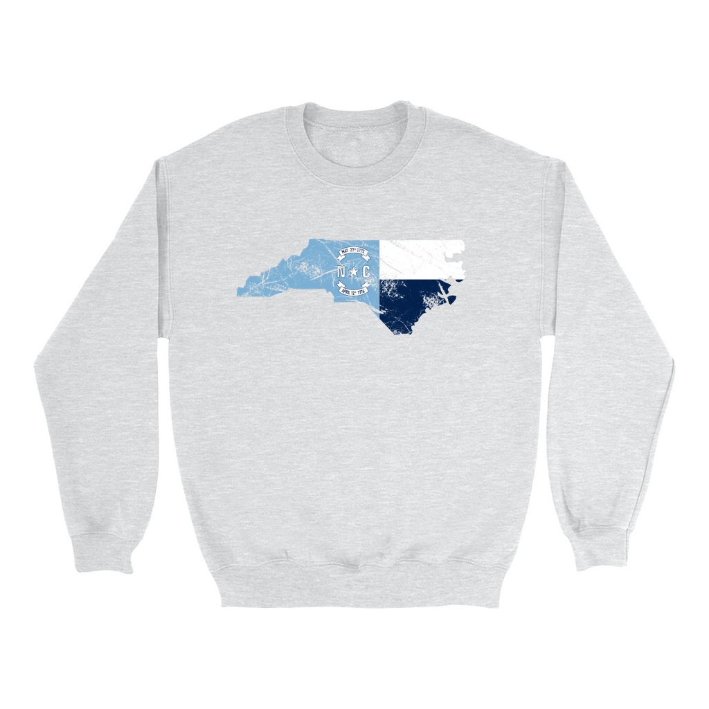 North Carolina Distressed State Flag Ash Grey Adult Sweatshirt