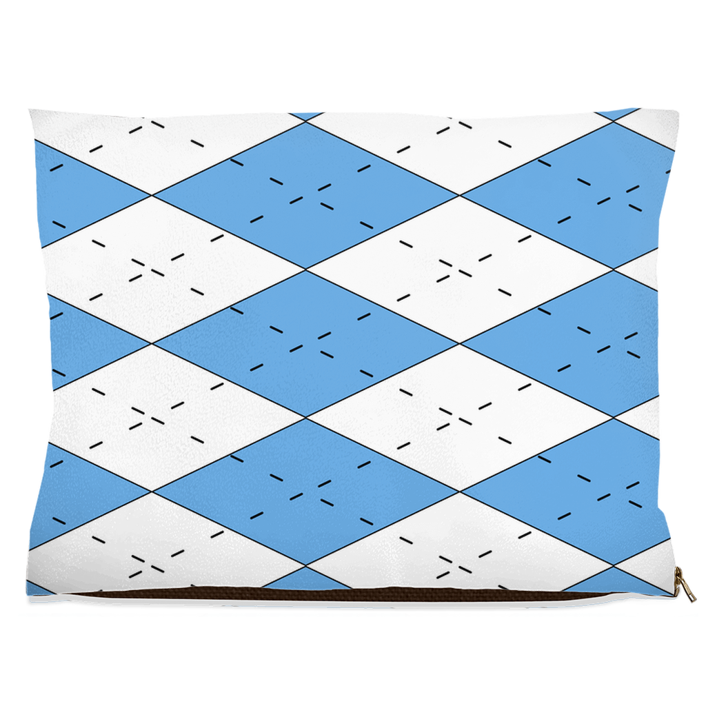 Carolina Blue and White Argyle Dog Bed