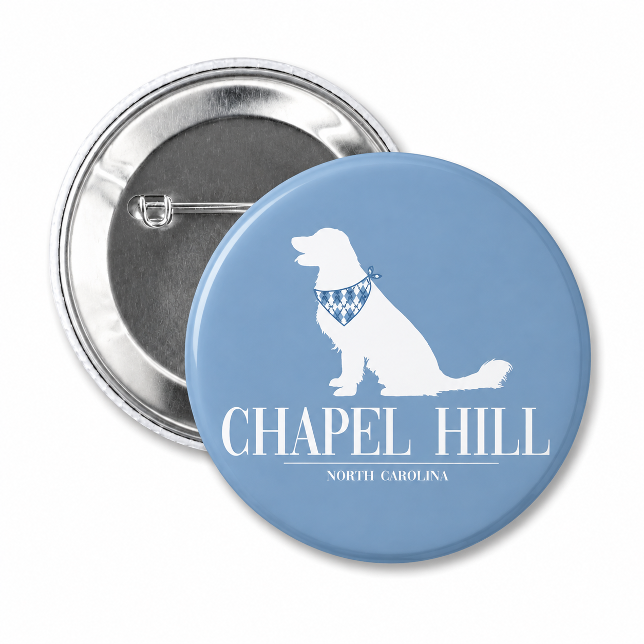 Chapel Hill Dog Bandana Button Pin by Shrunken Head 2.25 - Main View - Shrunken Head