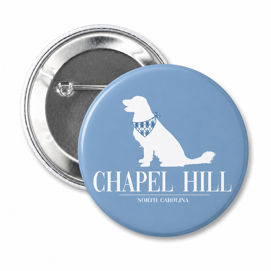 Chapel Hill Dog Bandana Button Pin by Shrunken Head 2.25