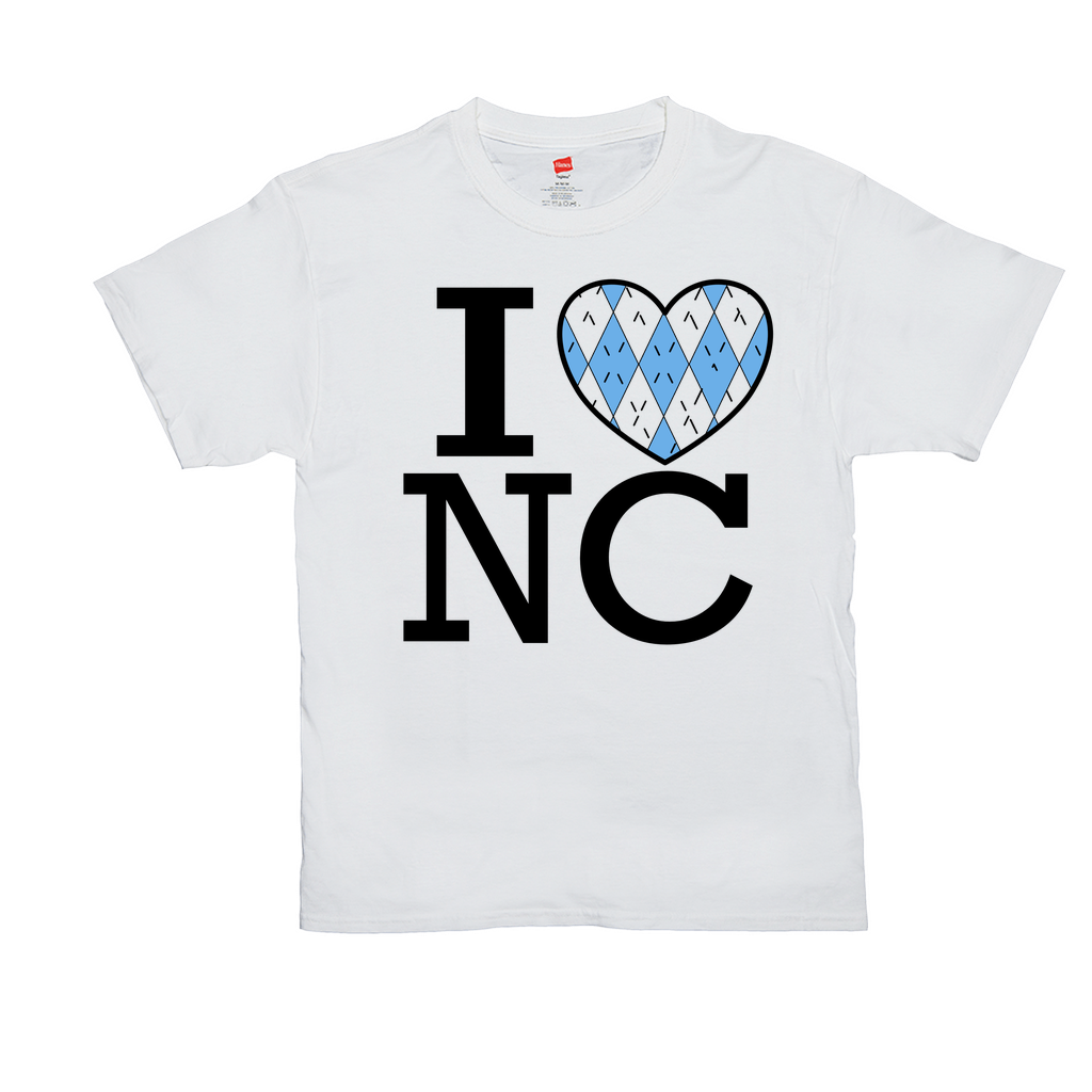 I Heart North Carolina Blue Argyle Adult T-Shirt