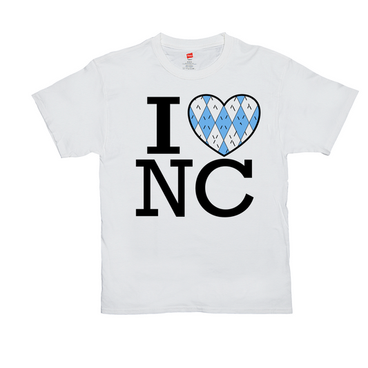 I Heart North Carolina Blue Argyle Adult T-Shirt