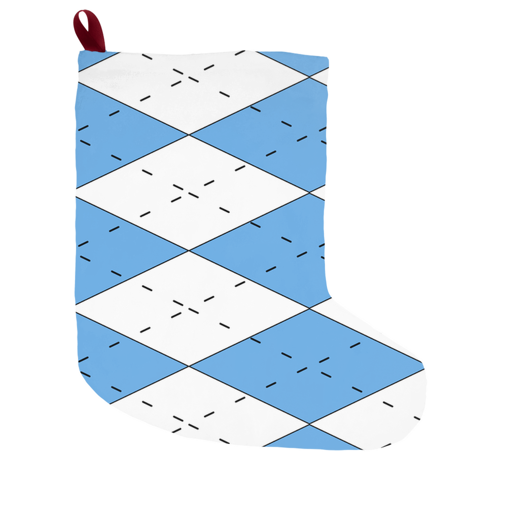 Carolina Blue and White Argyle Christmas Stocking