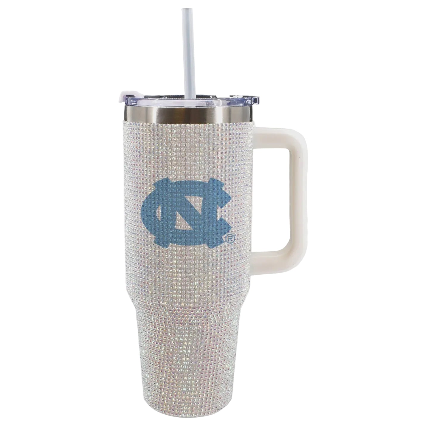 40oz White UNC Bling Tumbler
