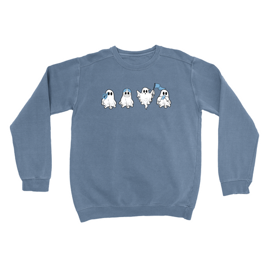 Carolina Fan Ghosts on Blue Comfort Colors Adult Sweatshirt