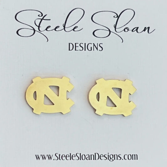 UNC Tar Heels Gold Stud Earrings