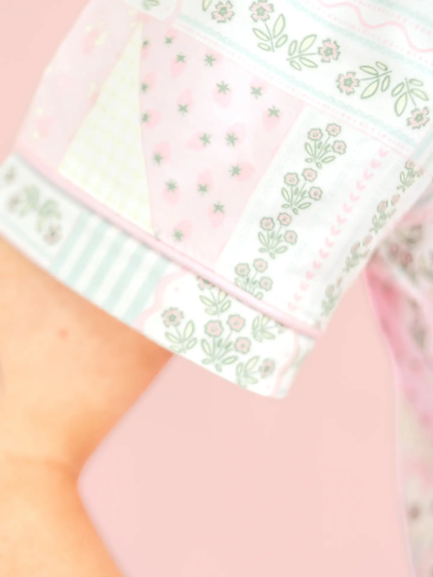 Patchwork Ruffle Hem Shorts Pajama Set