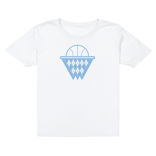 Carolina Blue and White Argyle Basketball Kid's T-Shirt