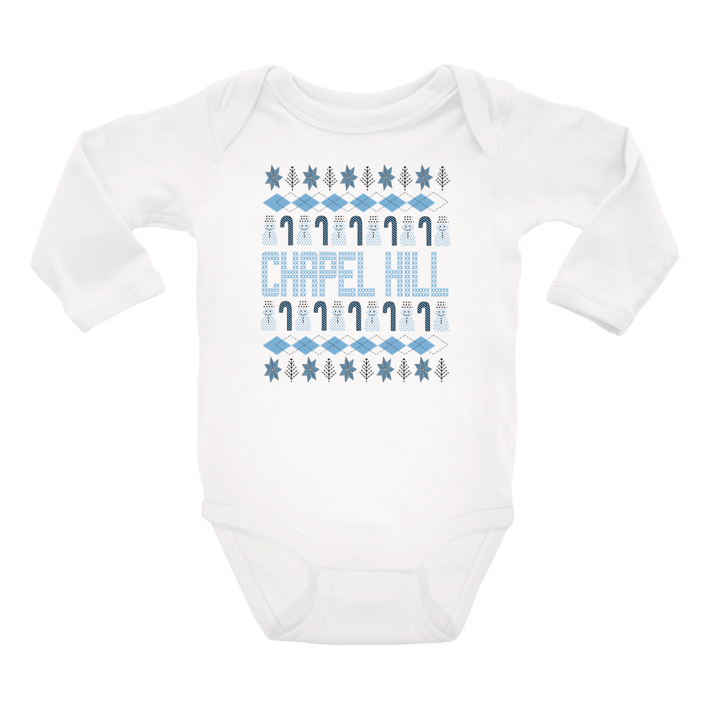 Chapel Hill Christmas Pattern White Baby Onesie