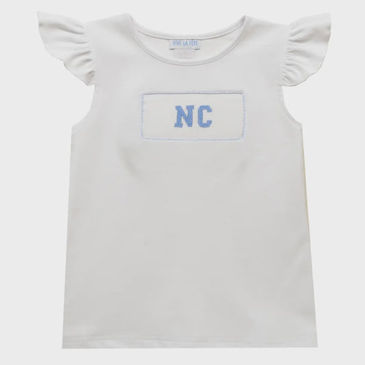 North Carolina Smocked White Knit Angel Wing Girls