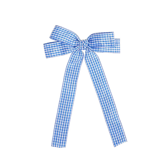 Double Take Hair Bow–Gingham Blue